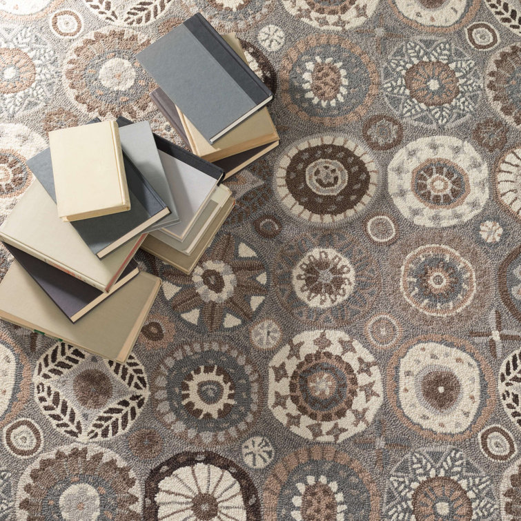 Dash and Albert Rugs Merry Go Round Geometric Hand Hooked Wool Brown